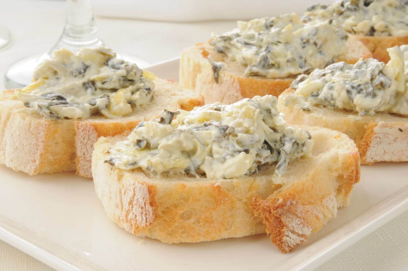 baby shower recipe spinach artichoke dip on italian toast