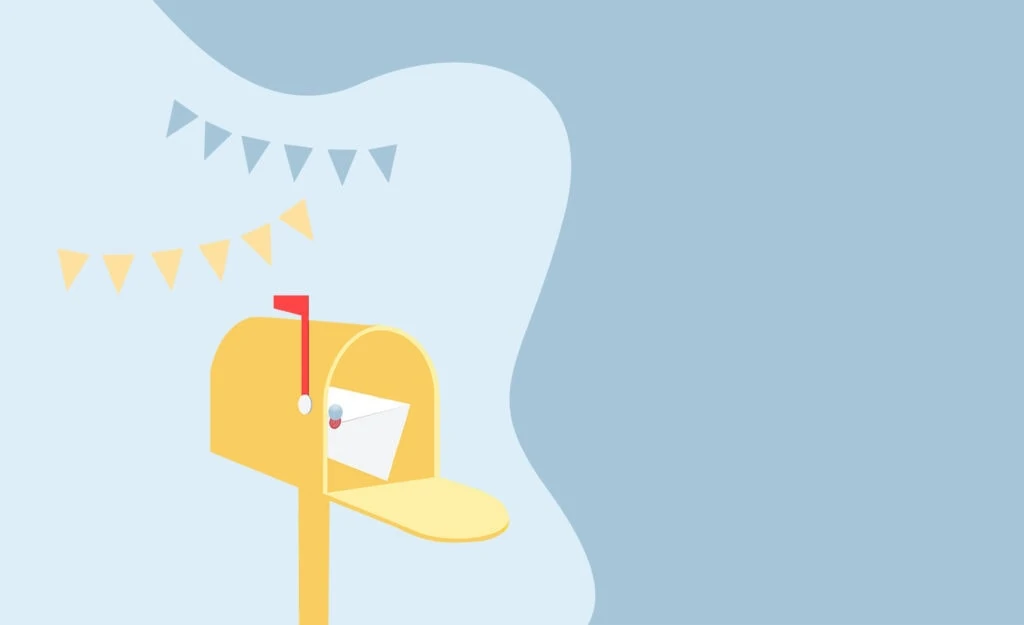 webbbayshower mailbox with party flags