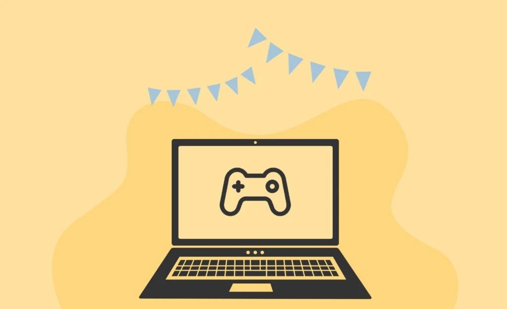 webbabyshower virtual game with laptop