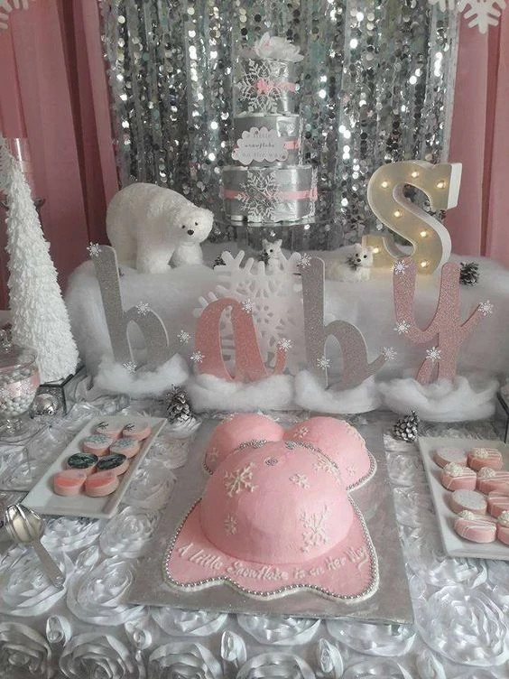winter baby shower snowflakes