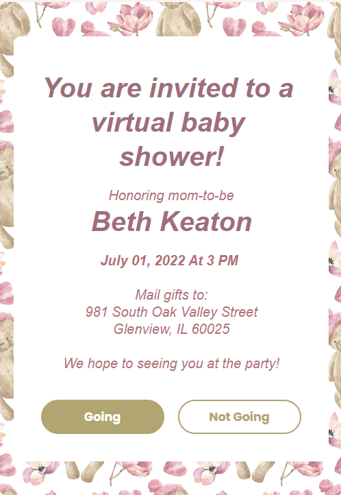 webbabyshower invitation for quarantine baby shower teddy bear theme
