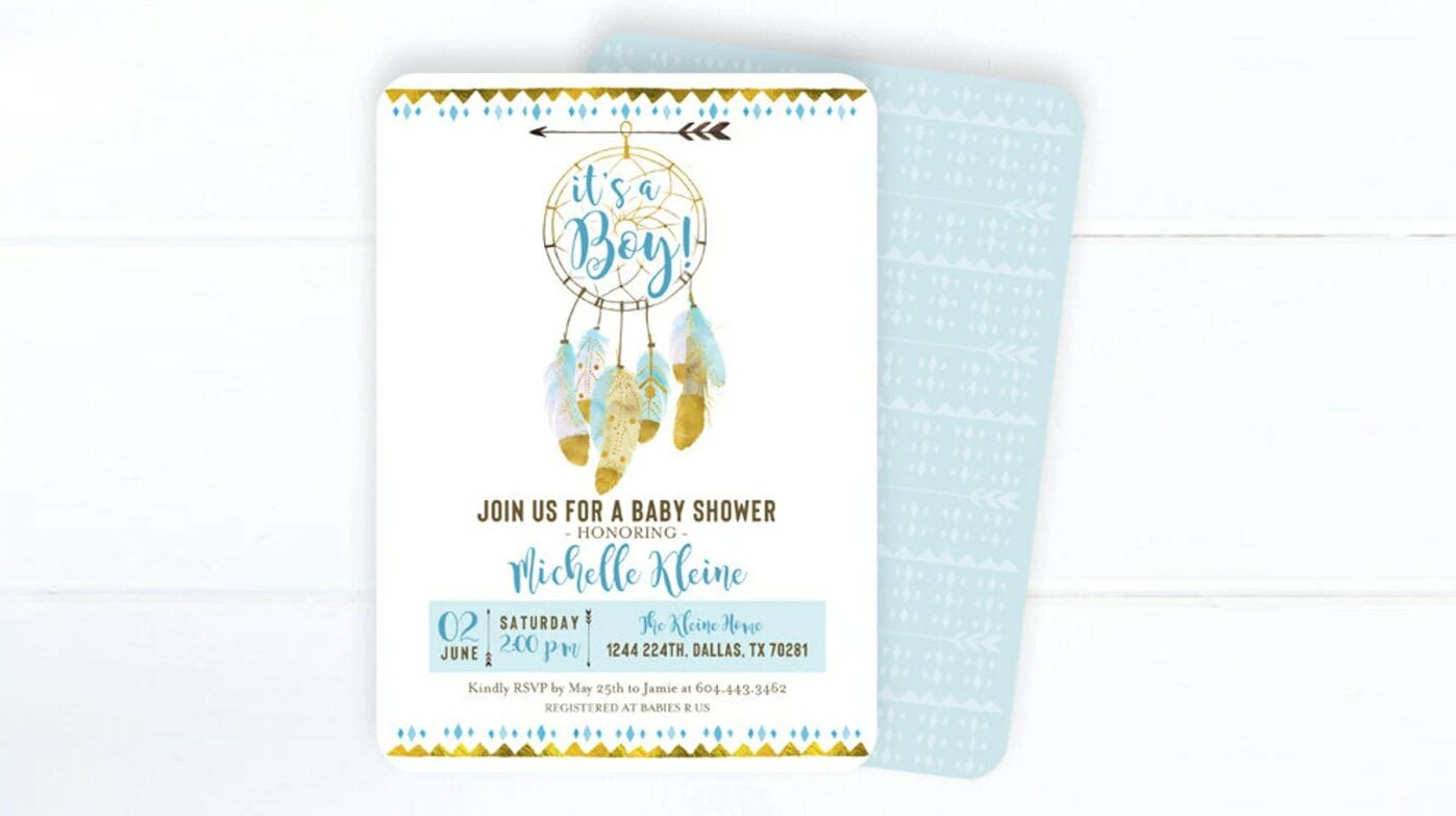 webbabyshower theme boho invitation